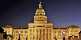 Texas State Capitol: North side by night